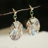 Abalone Shell Dangle Pearl Earrings