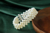 Woven and Widened White Pearl Bracelet