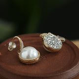 Crystal Drop Pearl Earrings