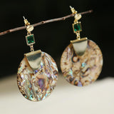 Abalone Shell Dangle Pearl Earrings