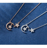 We Are Like Moon and Star 925 Sterling Silver Necklace