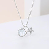 Seashell and Starfish Double Pendant Necklace