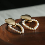 Double Heart Freshwater Pearl Earrings