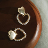 Double Heart Freshwater Pearl Earrings