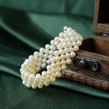 Woven and Widened White Pearl Bracelet