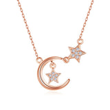 We Are Like Moon and Star 925 Sterling Silver Necklace