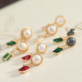 Drop and Dangle Multicolor Pearl Earrings