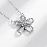 Love Gift 925 Sterling Silver Five Petal Flower Necklace