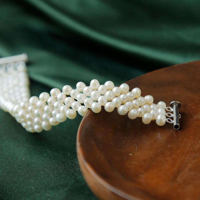 Woven sales pearl necklace