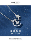 We Are Like Moon and Star 925 Sterling Silver Necklace